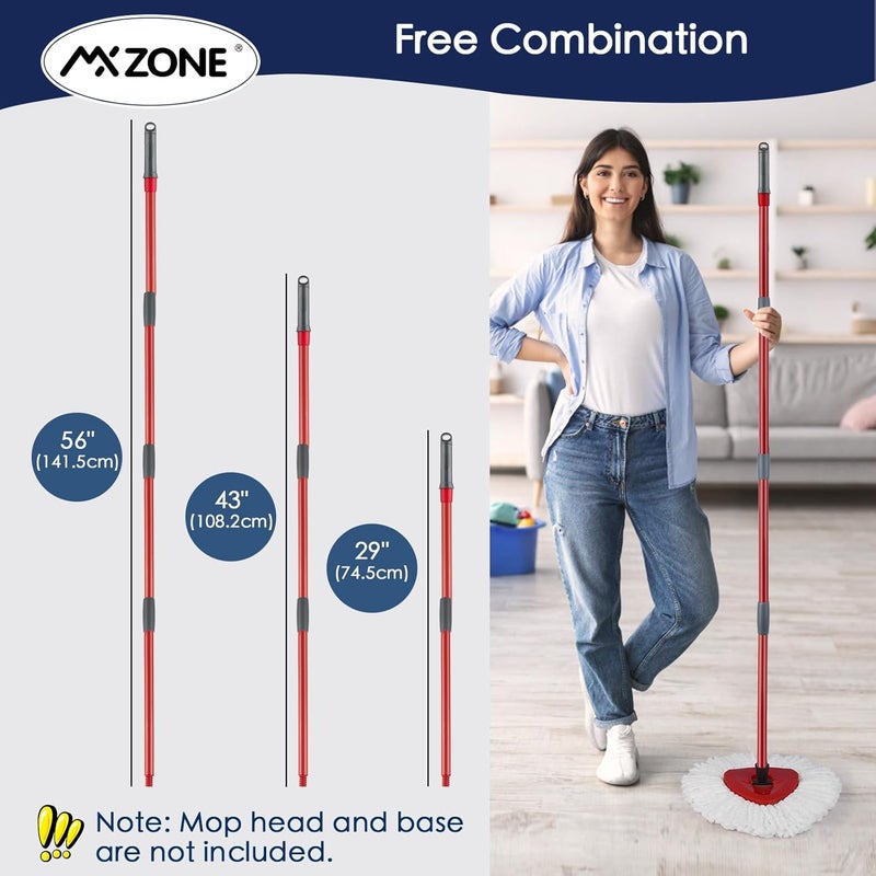 MXZONE Spin Mop Handle Replacement Compatible with O Cedar Spin Mop and Bucket, 4-Section 29" to 56" Rotatable Mop Replace Handle, Mop Stick for Floor Cleaning (Mop Head & Base not Include) - Image 2